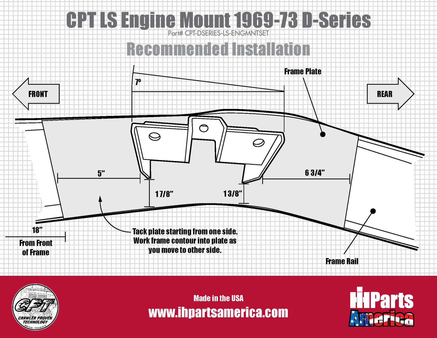 CPT LS Engine Mount Bracket Set for 1969-73 D-Series Pickup or Travelall